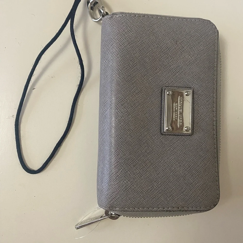 Michael Kors Gray Leather Wristlet Wallet
